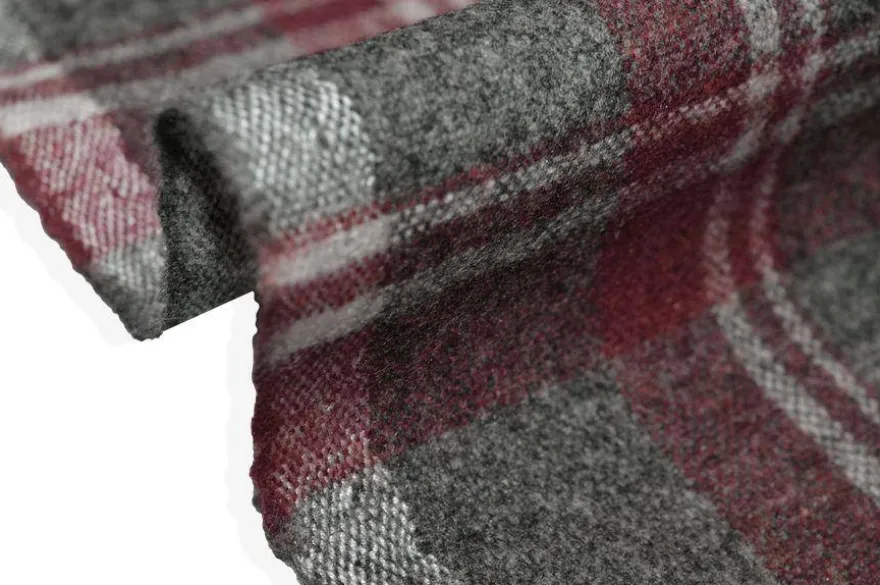 TESSUTO FLANELLA SCACCO GRIGIO ROSSO