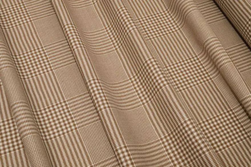 TESSUTO FLANELLINA PURA LANA PRINCIPE DI GALLES BEIGE