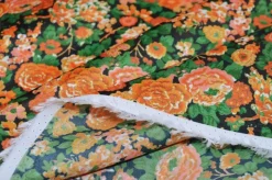 TESSUTO FODERA FANTASIA FLOREALE ARANCIO