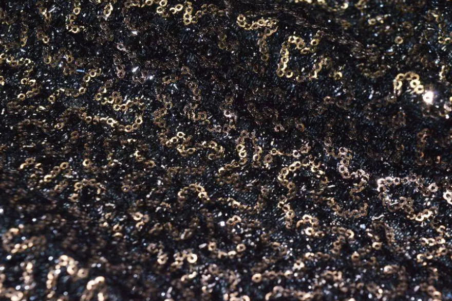 TESSUTO FONDO LUREX CON PAILLETTES CUCITE COLOR RAME