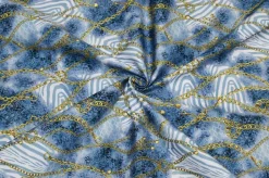 TESSUTO GABARDINE ELASTICIZZATO FANTASIA ANIMALIER AVIO