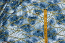 TESSUTO GABARDINE ELASTICIZZATO FANTASIA ANIMALIER AVIO