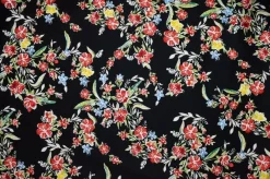 TESSUTO GABARDINE FANTASIA FLOREALE FONDO NERO 207
