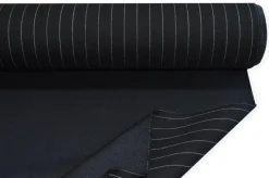 TESSUTO GABARDINE PURA LANA GESSATO NERO ADESIVATO