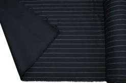 TESSUTO GABARDINE PURA LANA GESSATO NERO ADESIVATO