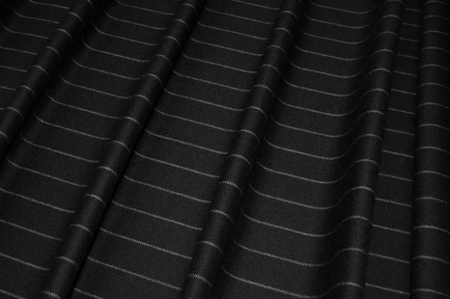 TESSUTO GABARDINE PURA LANA MADE IN ENGLAND GESSATO NERO