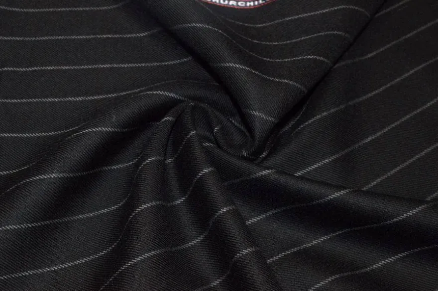 TESSUTO GABARDINE PURA LANA MADE IN ENGLAND GESSATO NERO