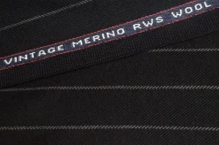 TESSUTO GABARDINE PURA LANA MADE IN ENGLAND GESSATO NERO