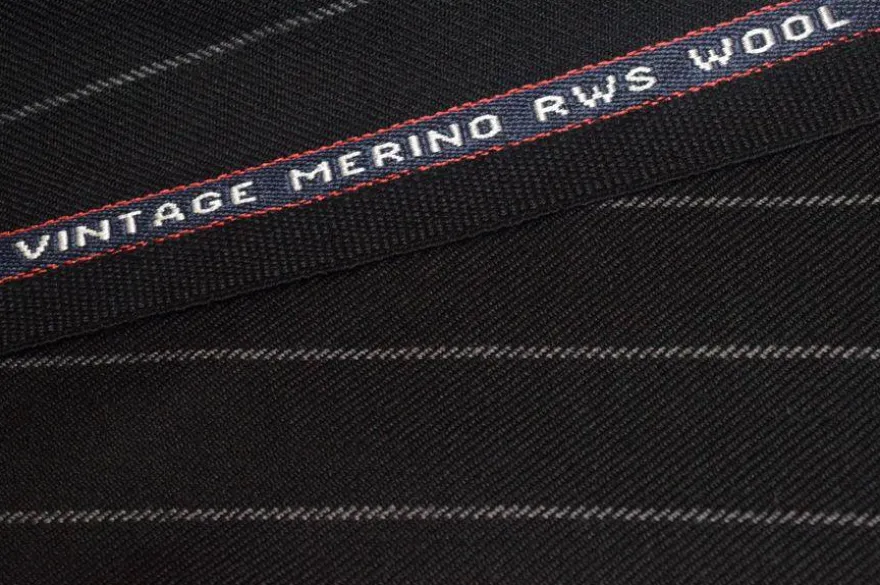 TESSUTO GABARDINE PURA LANA MADE IN ENGLAND GESSATO NERO