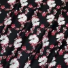 TESSUTO GABARDINE STRETCH FANTASIA FLOREALE FONDO NERO