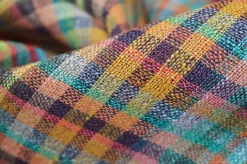 TESSUTO GARZA PURO LINO SCACCO MULTICOLOR