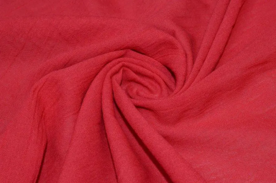 TESSUTO GARZA STROPICCIATO PURO COTONE ROSSO