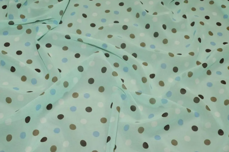TESSUTO GEORGETTE POIS VERDE ACQUA
