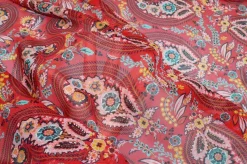 TESSUTO GEORGETTE PURA SETA DISEGNO CASHMERE ROSSO