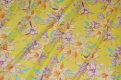 TESSUTO GEORGETTE SETA STRETCH MOTIVO FLOREALE GIALLO