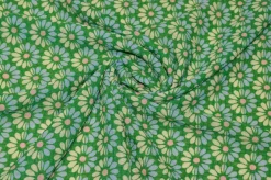 TESSUTO GOFFRATO DISEGNO FIORELLINO VERDE
