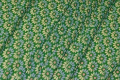 TESSUTO GOFFRATO DISEGNO FIORELLINO VERDE