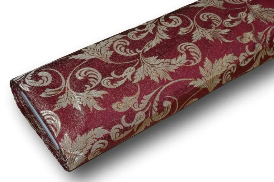 TESSUTO JACQUARD LUREX BORDEAUX/ORO