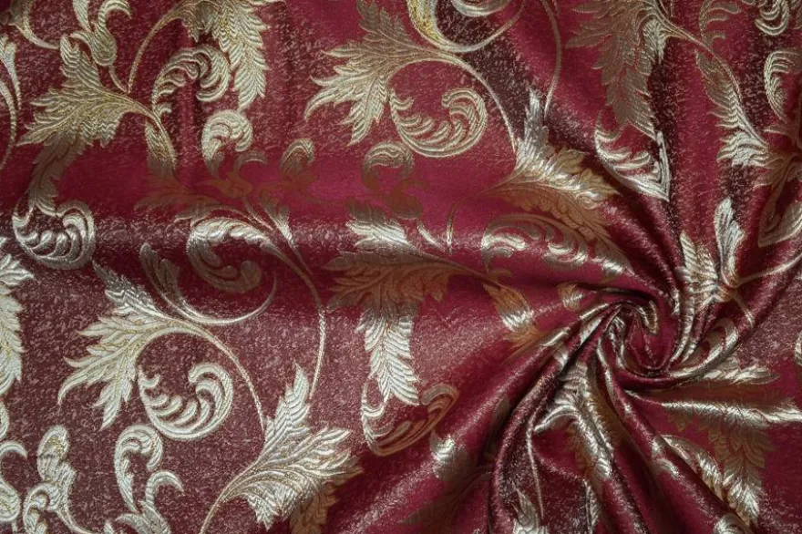 TESSUTO JACQUARD LUREX BORDEAUX/ORO