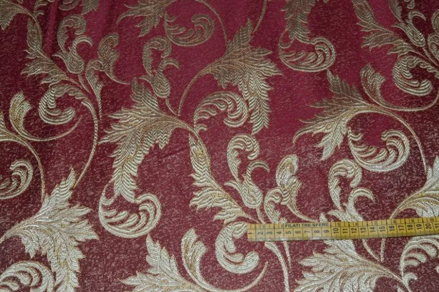 TESSUTO JACQUARD LUREX BORDEAUX/ORO