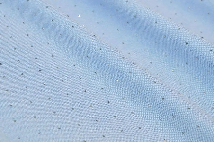 TESSUTO JEANS CON APPLICAZIONI STRASS
