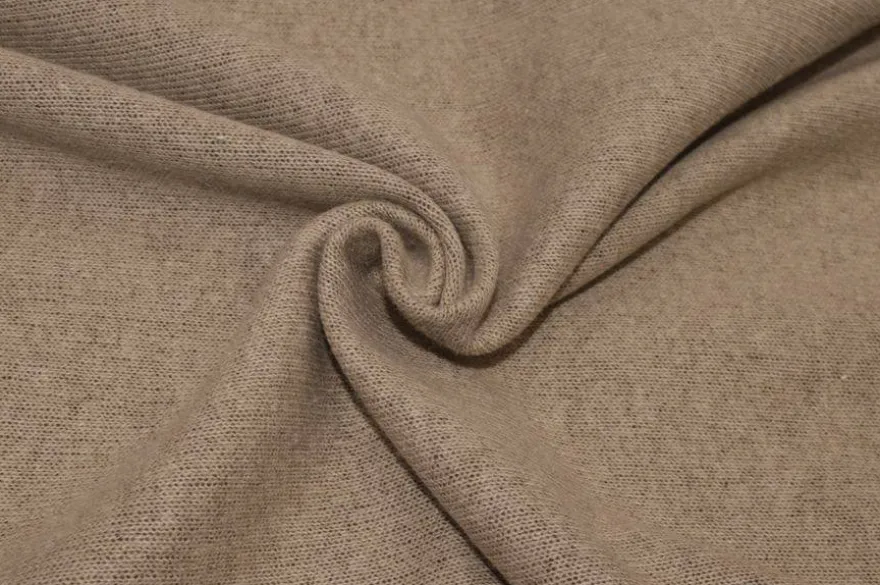 TESSUTO JERSEY MISTO LANA COTONE MARRONE BEIGE