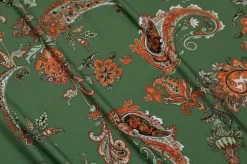 TESSUTO LYCRA BIELASTICA FANTASIA CASHMERE ARANCIO E VERDE