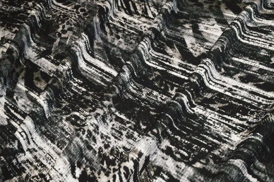 TESSUTO MAGLIA A COSTE FANTASIA SFUMATA ANIMALIER NERA