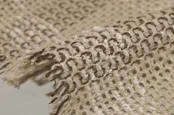 TESSUTO MAGLIA IN LINO E COTONE EFFETTO RETE SCACCO BEIGE