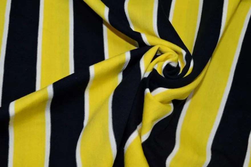 TESSUTO MAGLINA COTONE RIGONE GIALLO NERO