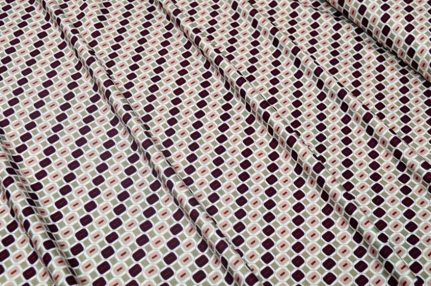 TESSUTO MAGLINA IN VISCOSA FANTASIA GEOMETRICA BORDEAUX
