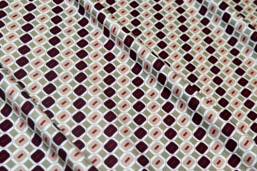 TESSUTO MAGLINA IN VISCOSA FANTASIA GEOMETRICA BORDEAUX