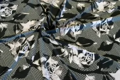 TESSUTO MAGLINA PURO COTONE FANTASIA GRIGIO NERO