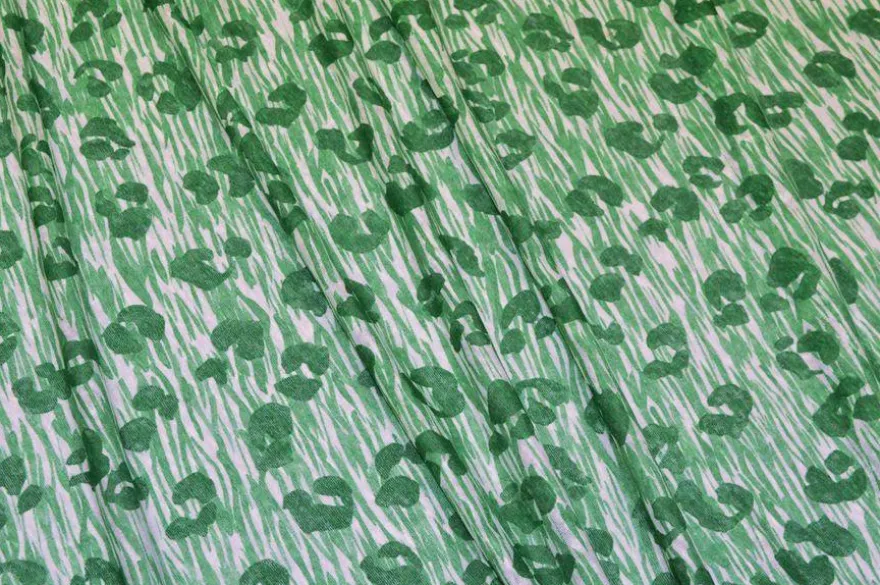 TESSUTO MAGLINA PURO LINO FANTASIA ANIMALIER VERDE