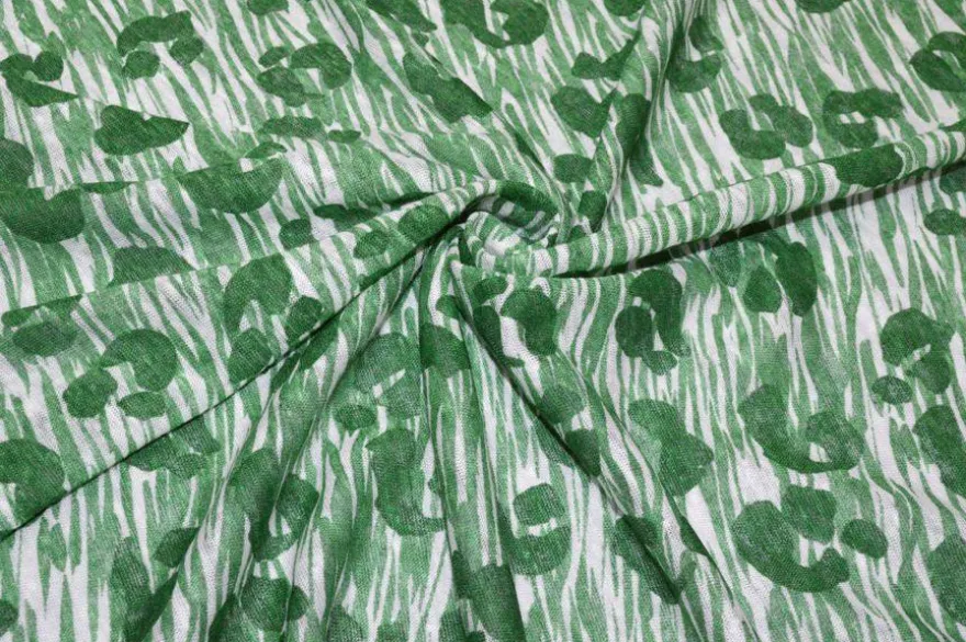 TESSUTO MAGLINA PURO LINO FANTASIA ANIMALIER VERDE