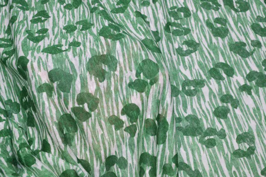 TESSUTO MAGLINA PURO LINO FANTASIA ANIMALIER VERDE