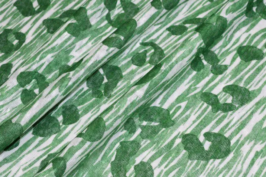 TESSUTO MAGLINA PURO LINO FANTASIA ANIMALIER VERDE