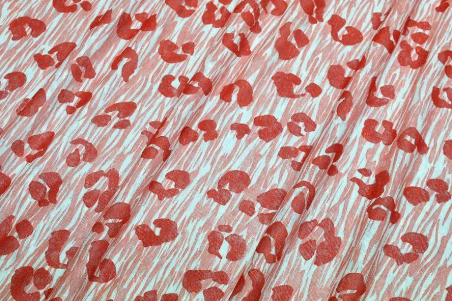 TESSUTO MAGLINA PURO LINO FANTASIA ANIMALIER ROSSO
