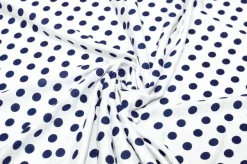 TESSUTO MAGLINA VISCOSA A POIS BIANCA E BLU
