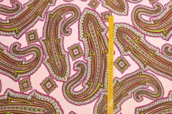 TESSUTO MAGLINA VISCOSA DISEGNO CASHMERE VERDE ROSA