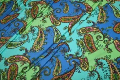 TESSUTO MAGLINA VISCOSA DISEGNO CASHMERE VERDE BLU