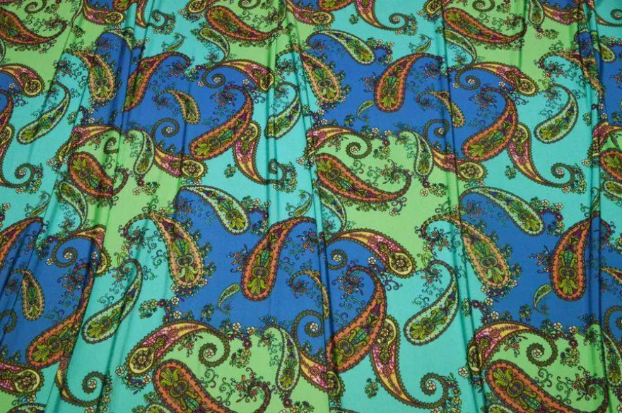 TESSUTO MAGLINA VISCOSA DISEGNO CASHMERE VERDE BLU