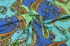 TESSUTO MAGLINA VISCOSA DISEGNO CASHMERE VERDE BLU