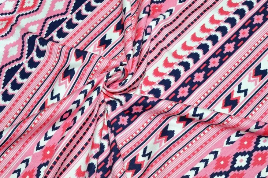 TESSUTO MAGLINA VISCOSA FANTASIA GEOMETRICA ROSA