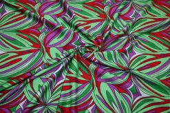 TESSUTO MAGLINA VISCOSA FANTASIA STILIZZATA FUCSIA VERDE