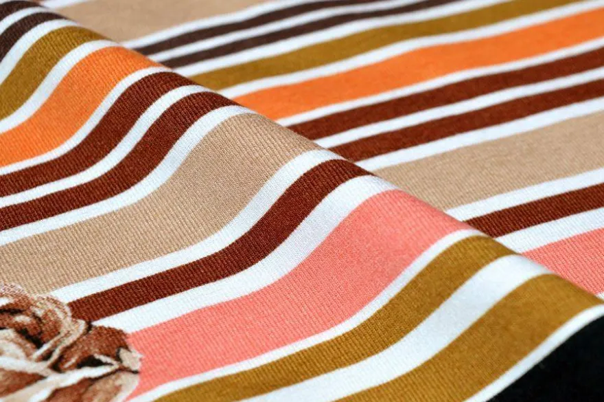 TESSUTO MAGLINA VISCOSA RIGATO COLORI CALDI