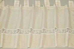 TESSUTO MANTOVANA MISTO LINO ECRU CON INCASSO PIZZO MACRAME