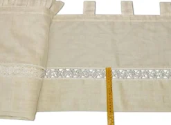 TESSUTO MANTOVANA MISTO LINO ECRU CON INCASSO PIZZO MACRAME