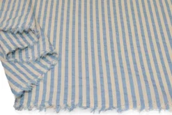 TESSUTO MISTO COTONE CAMICERIA GOFFRATO RIGHINA AZZURRA