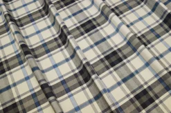 TESSUTO MISTO COTONE LINO SCACCO AZZURRO